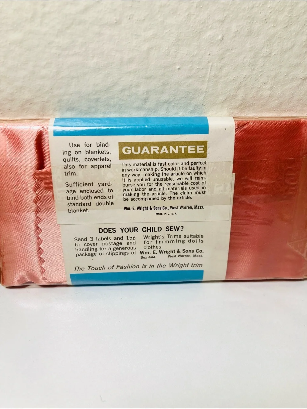 3 Vintage Sealed Blanket Binding by Wrights, Satin Blanket Binding Trio